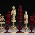 Chess Set - Cantonese Puzzle Ball, Carved Ivory, White & Red, Chinese, circa 1880